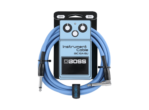BOSS BIC-10A-BU | Cabo para Instrumento P10 x P10 em L de 3 Metros na Cor Azul
