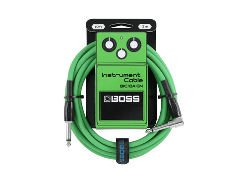 BOSS BIC-10A-GN | Cabo para Instrumento P10 x P10 em L de 3 Metros na Cor Verde