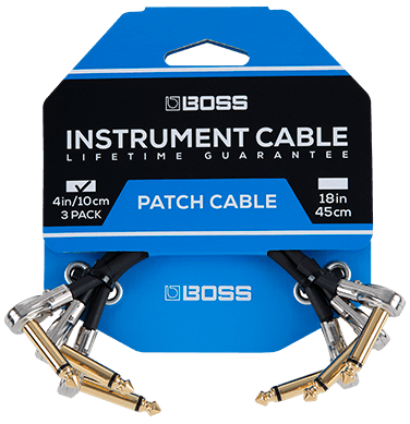 BOSS BPC-4-3 | Kit com 3 cabos P10 em L do tipo pancake de 10 cm